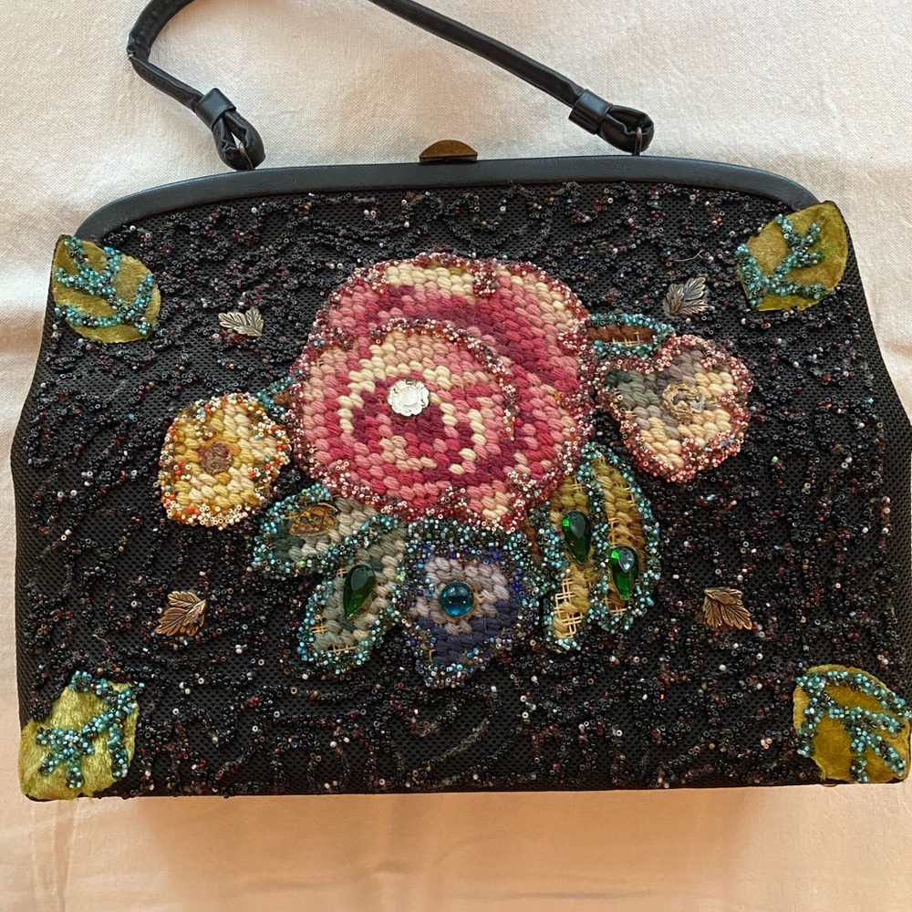 Vintage needlepoint and beaded purse